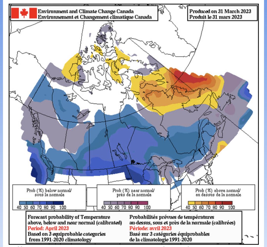 April temperature outlook via Environment Canada
