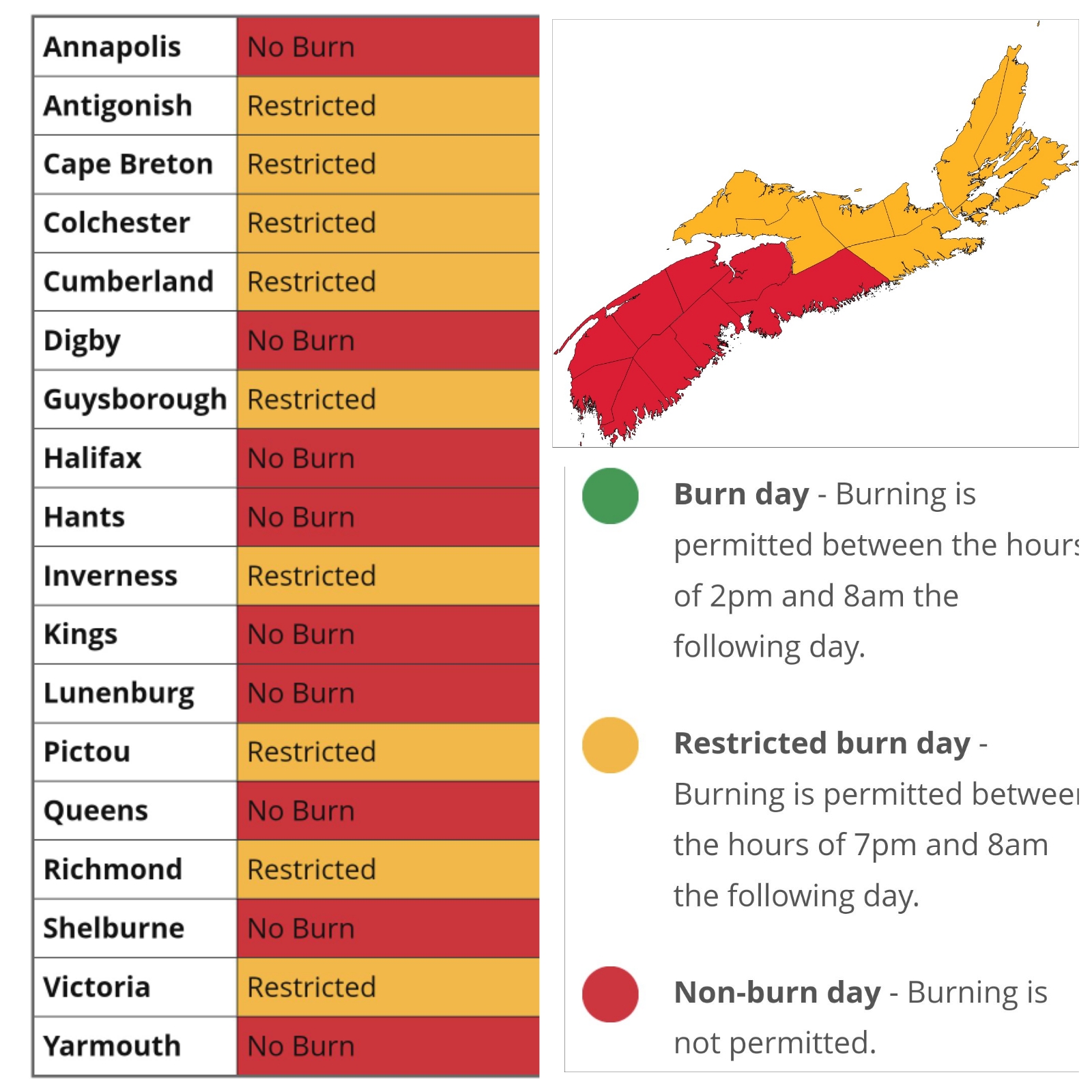 Provincial Burn Restrictions for May 11, 2023 2:00 pm to May 12, 2023 8:00 am.