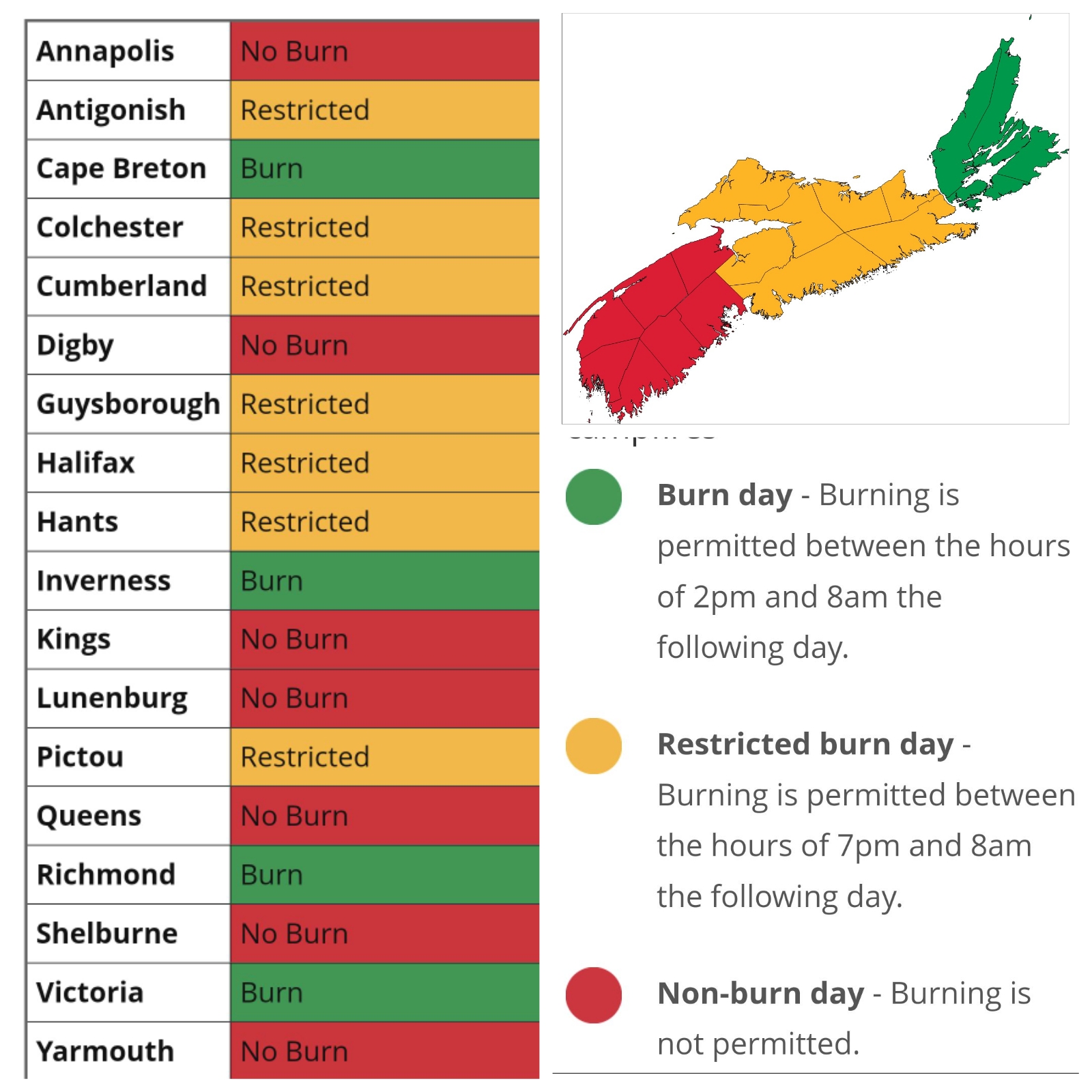 Provincial Burn Restrictions for May 13, 2023 2:00 pm to May 14, 2023 8:00 am.