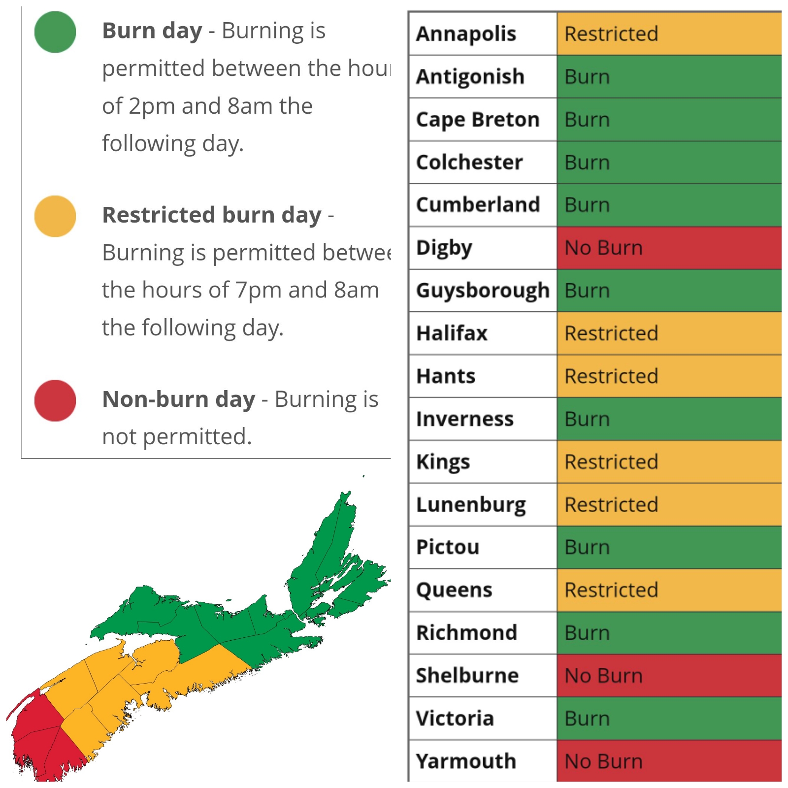 Provincial Burn Restrictions for May 17, 2023 2:00 pm to May 18 2023 8:00 am.