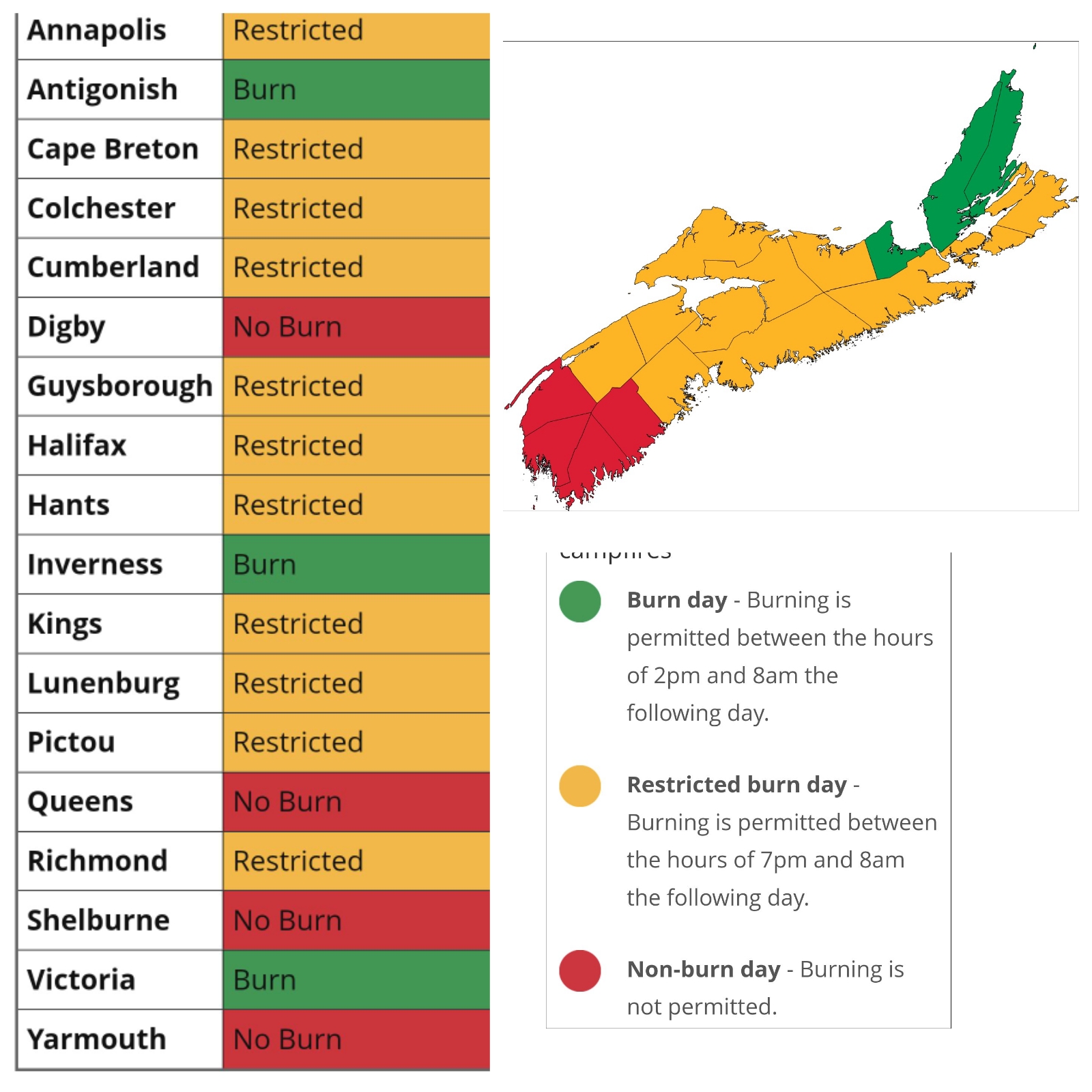 Provincial Burn Restrictions for May 18, 2023 2:00 pm to May 19 2023 8:00 am.