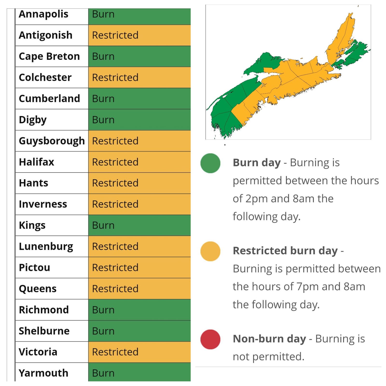 Provincial Burn Restrictions for May 23, 2023 2:00 pm to May 24, 2023 8:00 am.