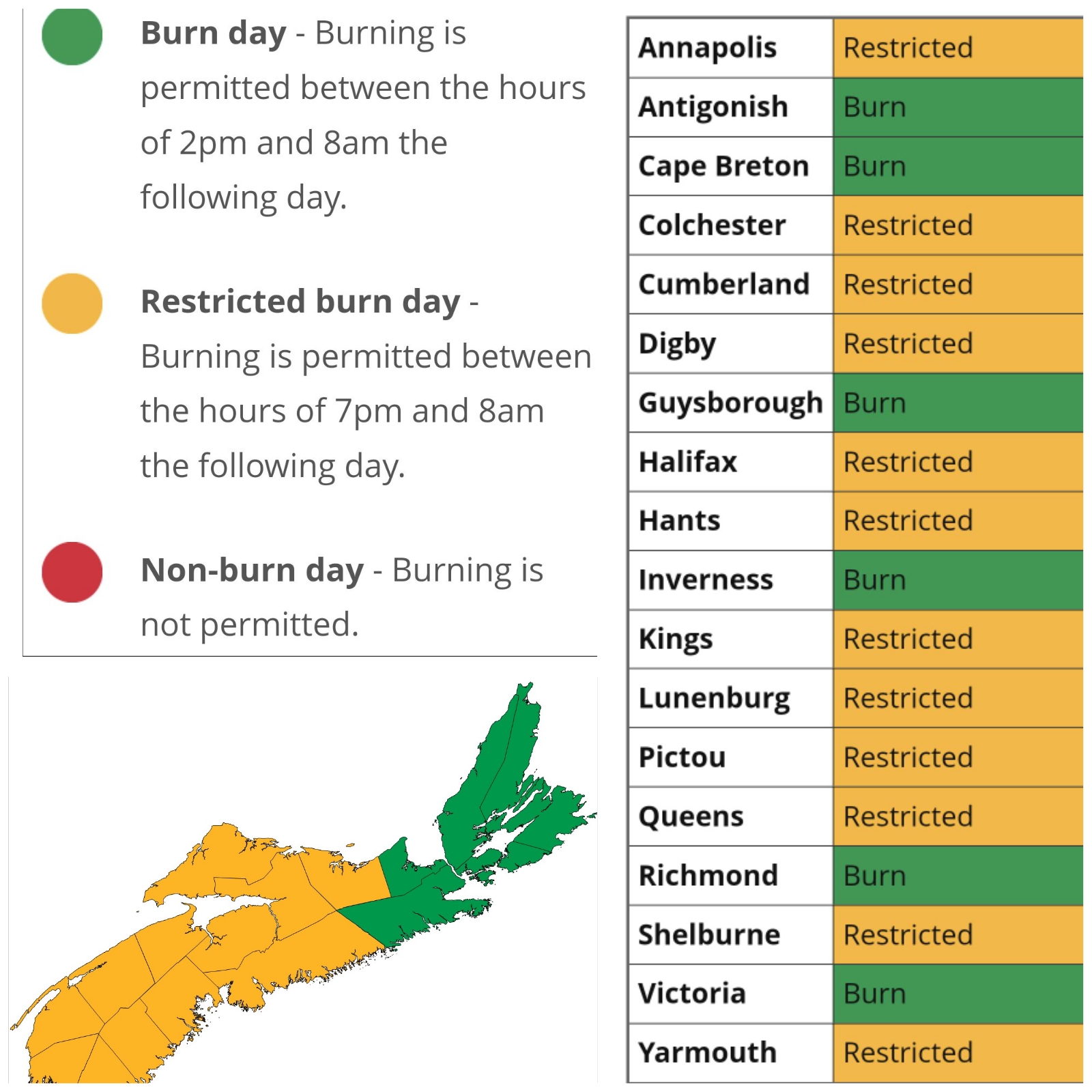 Provincial Burn Restrictions for May 25, 2023 2:00 pm to May 26, 2023 8:00 am.