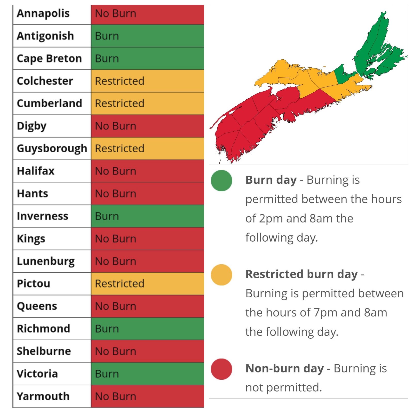 Provincial Burn Restrictions for May 27, 2023 2:00 pm to May 28, 2023 8:00 am.