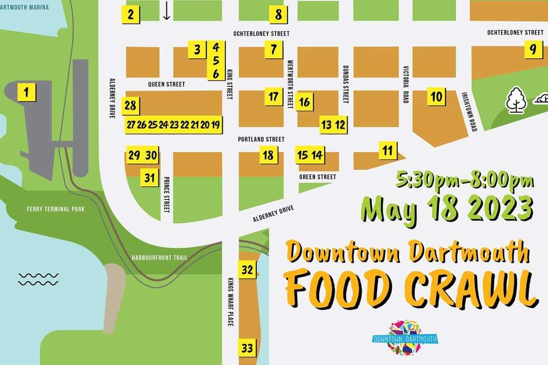 DOWNTOWN DARTMOUTH FOOD CRAWL MAP