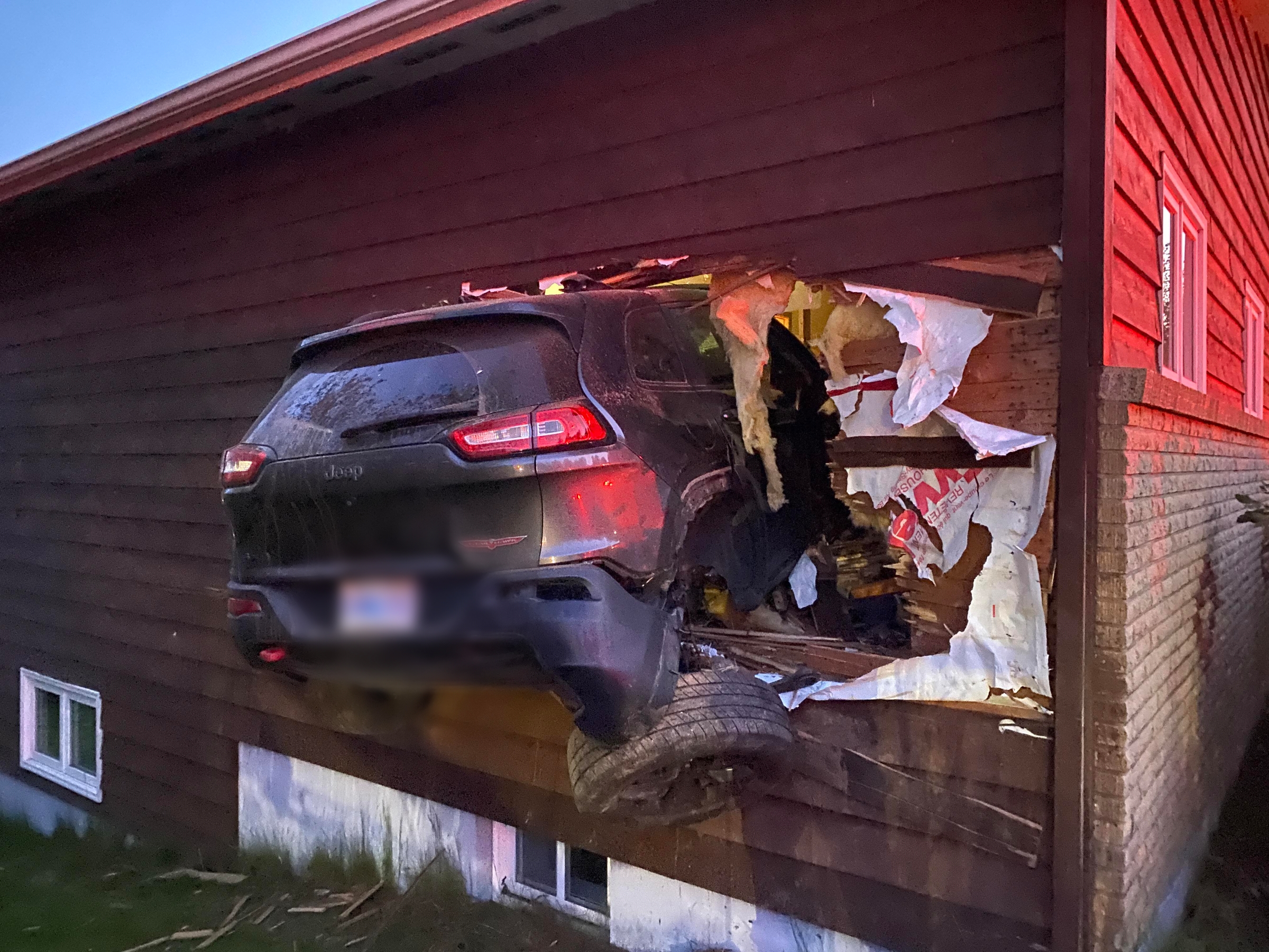 A wild ride and a rude awakening early this morning in Fall River after a vehicle left Hwy 2 and ended up in a home