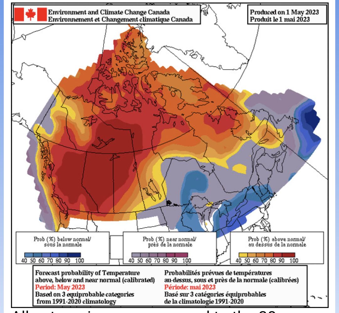 May temperature outlook via Environment Canada