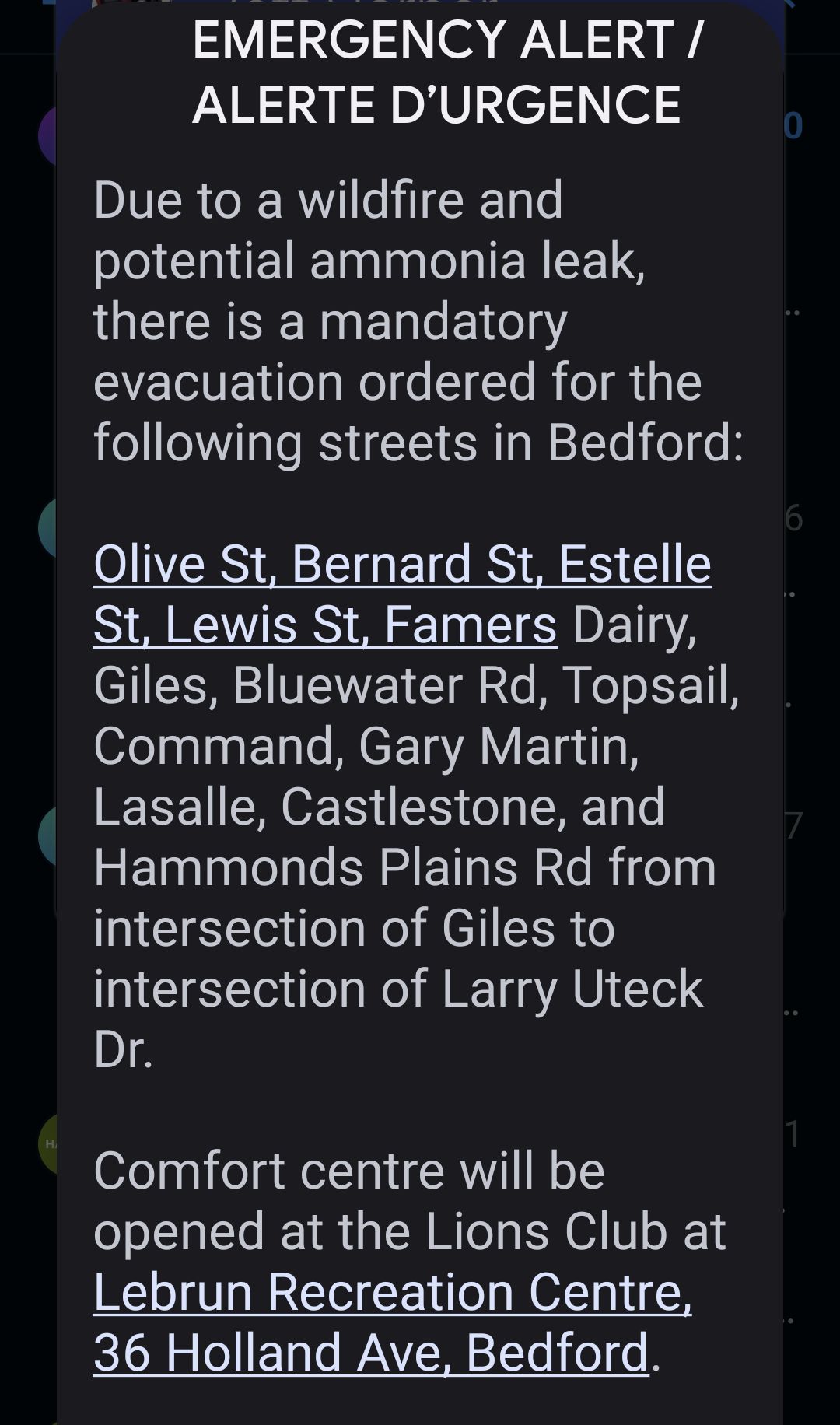Alert issued in Bedford