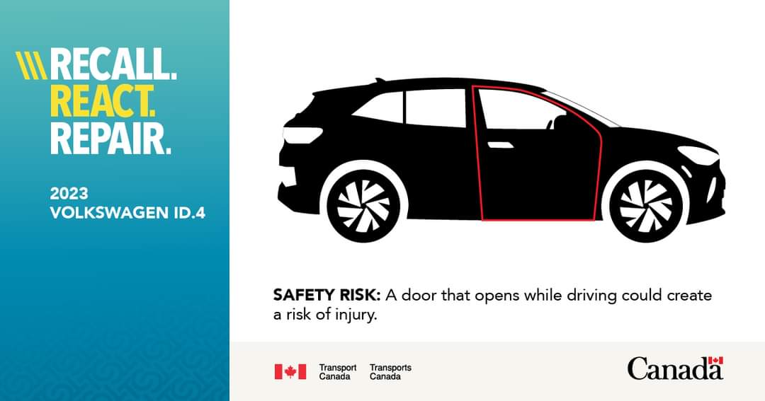 Recall: On certain 2023 Volkswagen ID.4 vehicles, water could leak into the door handles