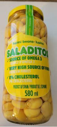 Saladitos brand Lupini Beans recalled due to potential presence of dangerous bacteria