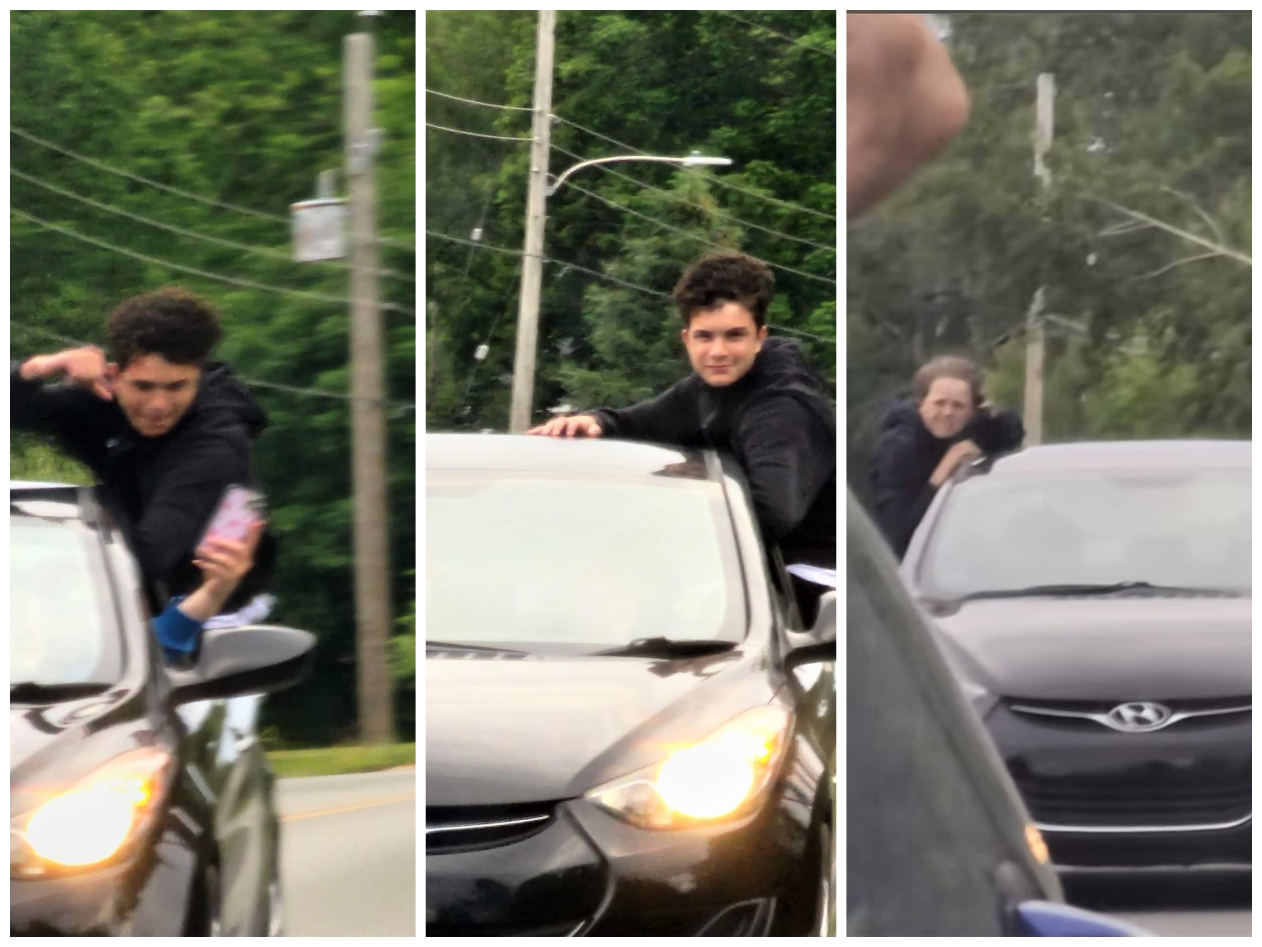 People observed driving down Little Harbour Rd. in Pictou County, hanging out of a vehicle's windows