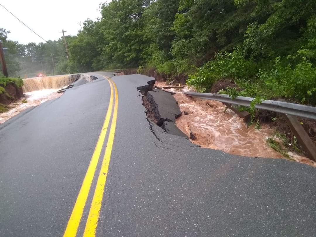 Hwy 215 has been washed out near civic #10396 (just South of Rocks Road, Hwy 236)
