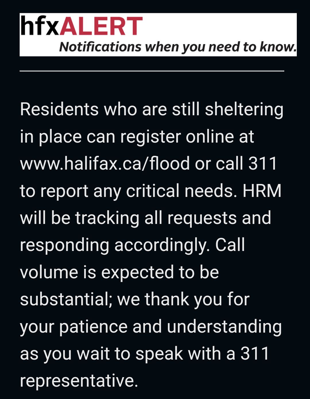 Residents who are still sheltering in place can register online or call 311 to report any critical needs