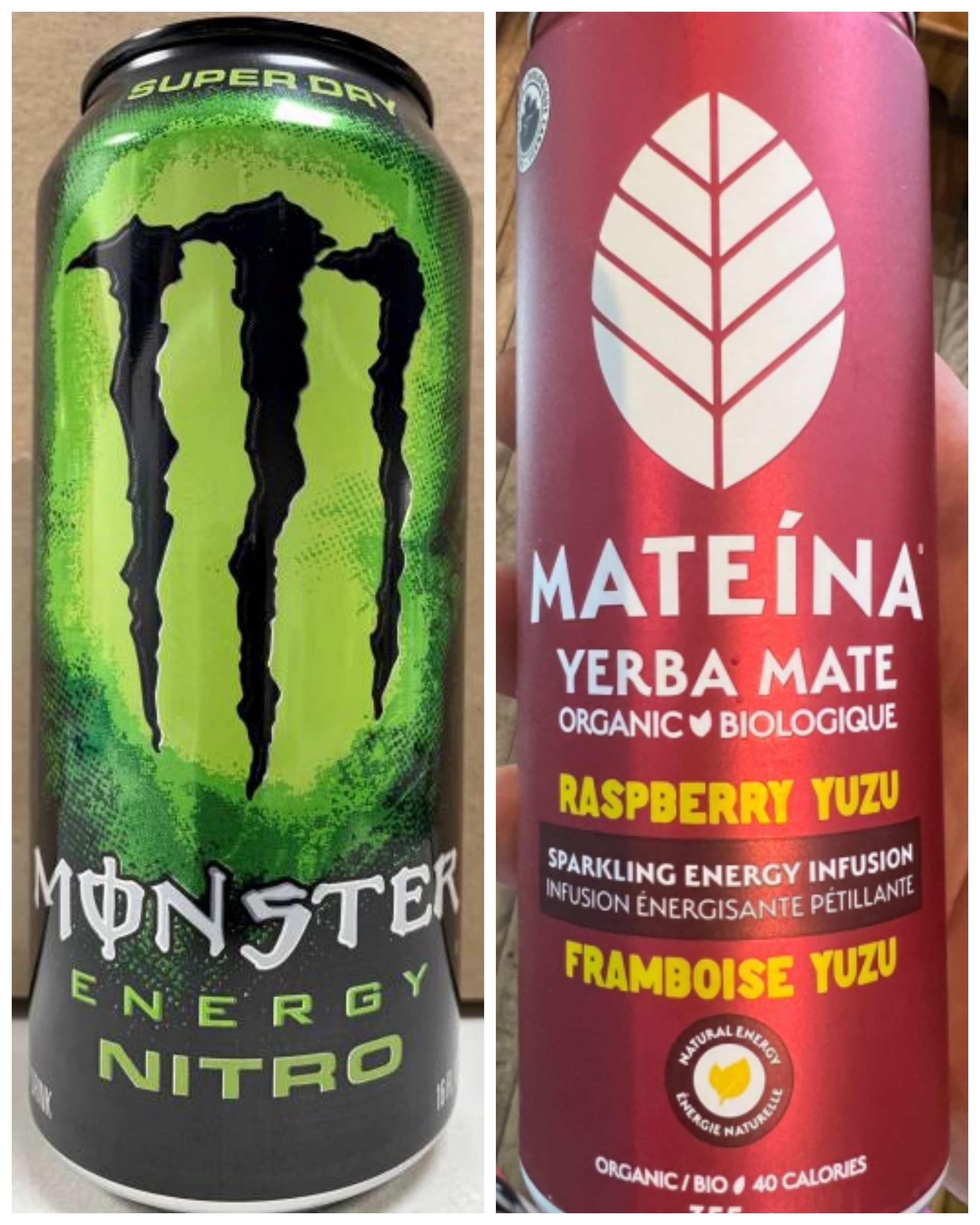 Monster brand caffeinated energy drinks / Mateína brand Yerba Mate Sparkling Energy Infusions recalled due to caffeine labelling requirements