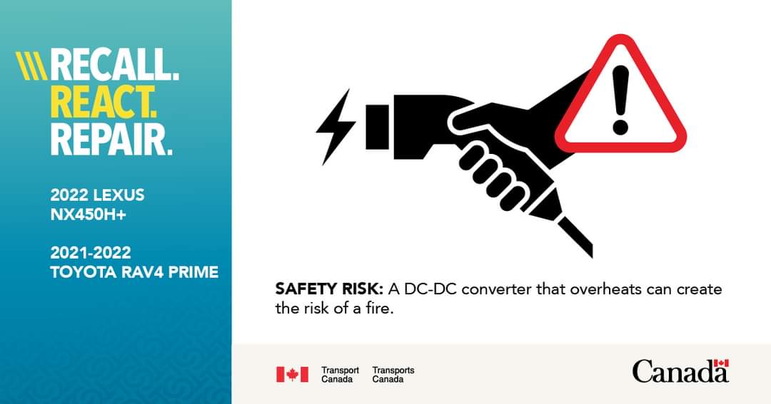 Recall: On some 2021-2022 Toyota and Lexus plug-in hybrid vehicles, the DC-DC converter under the rear seat could fail, and the converter and nearby parts could overheat, creating the risk of a fire