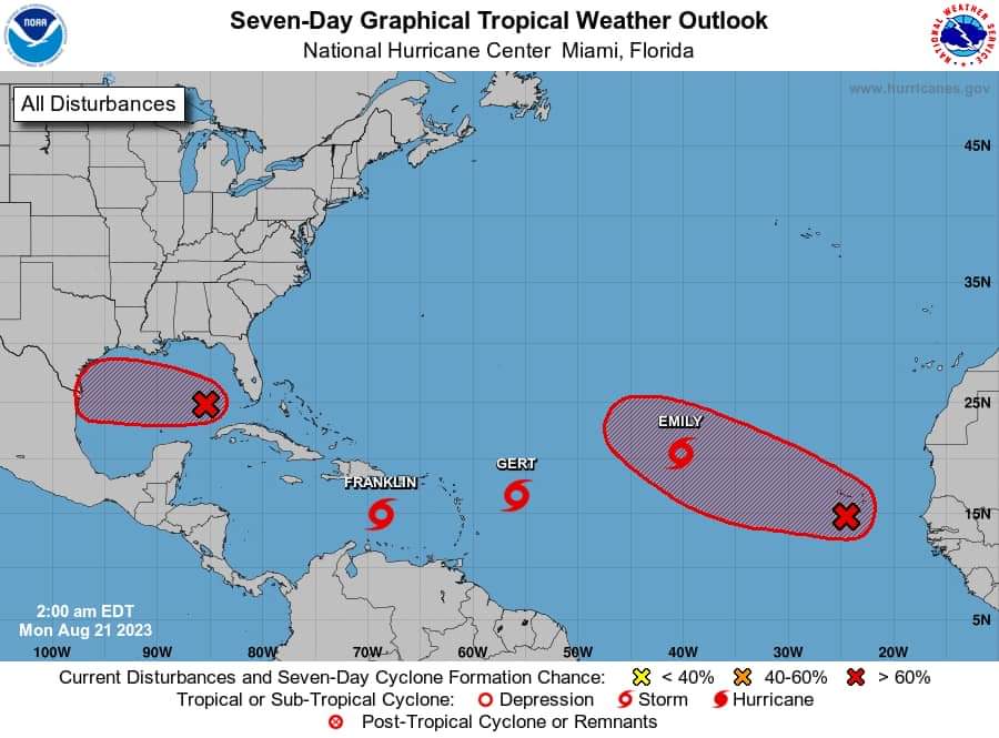 Three Tropical Storms active in the Atlantic