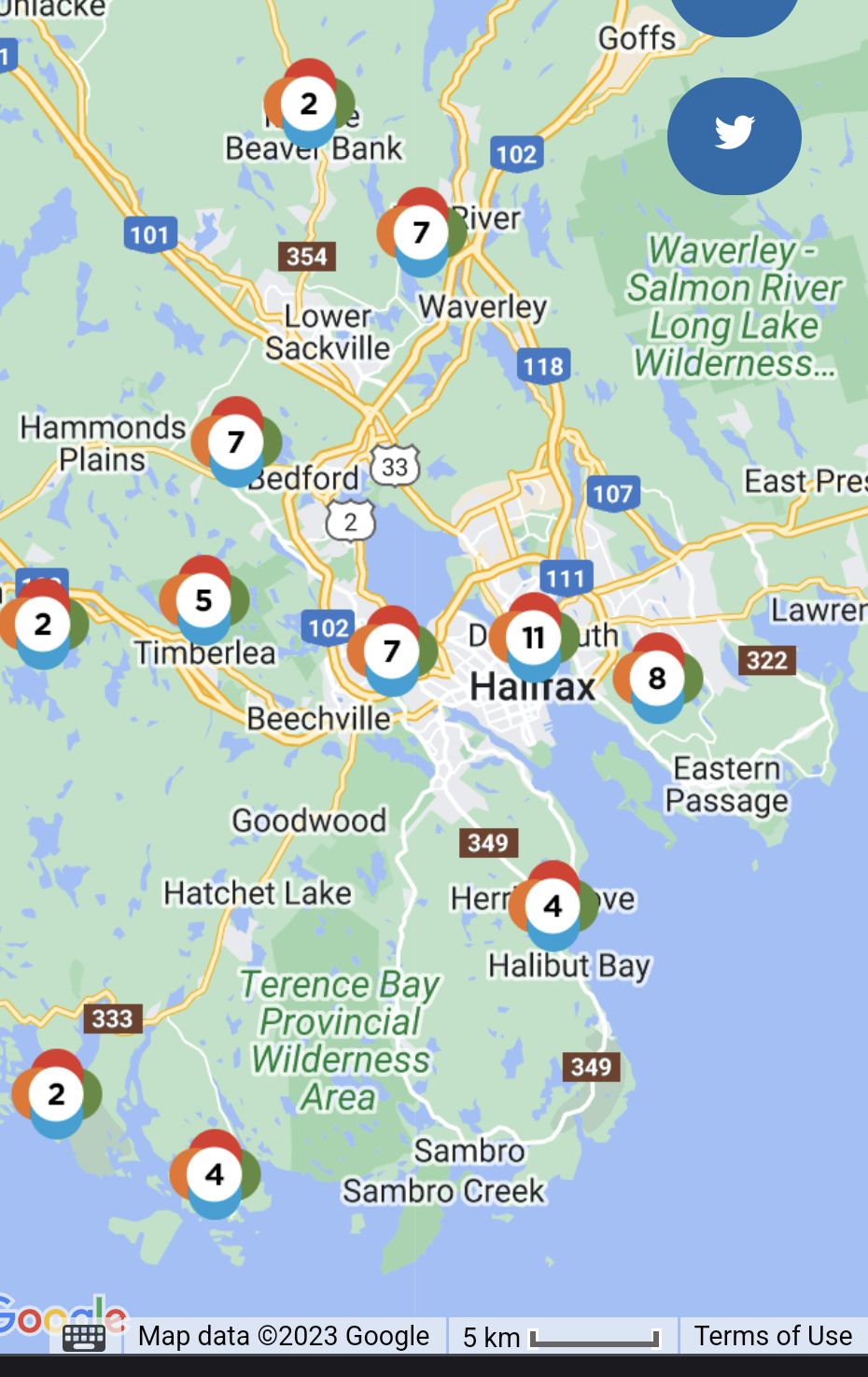 Power outages throughout HRM and the province as heavy rains continue today