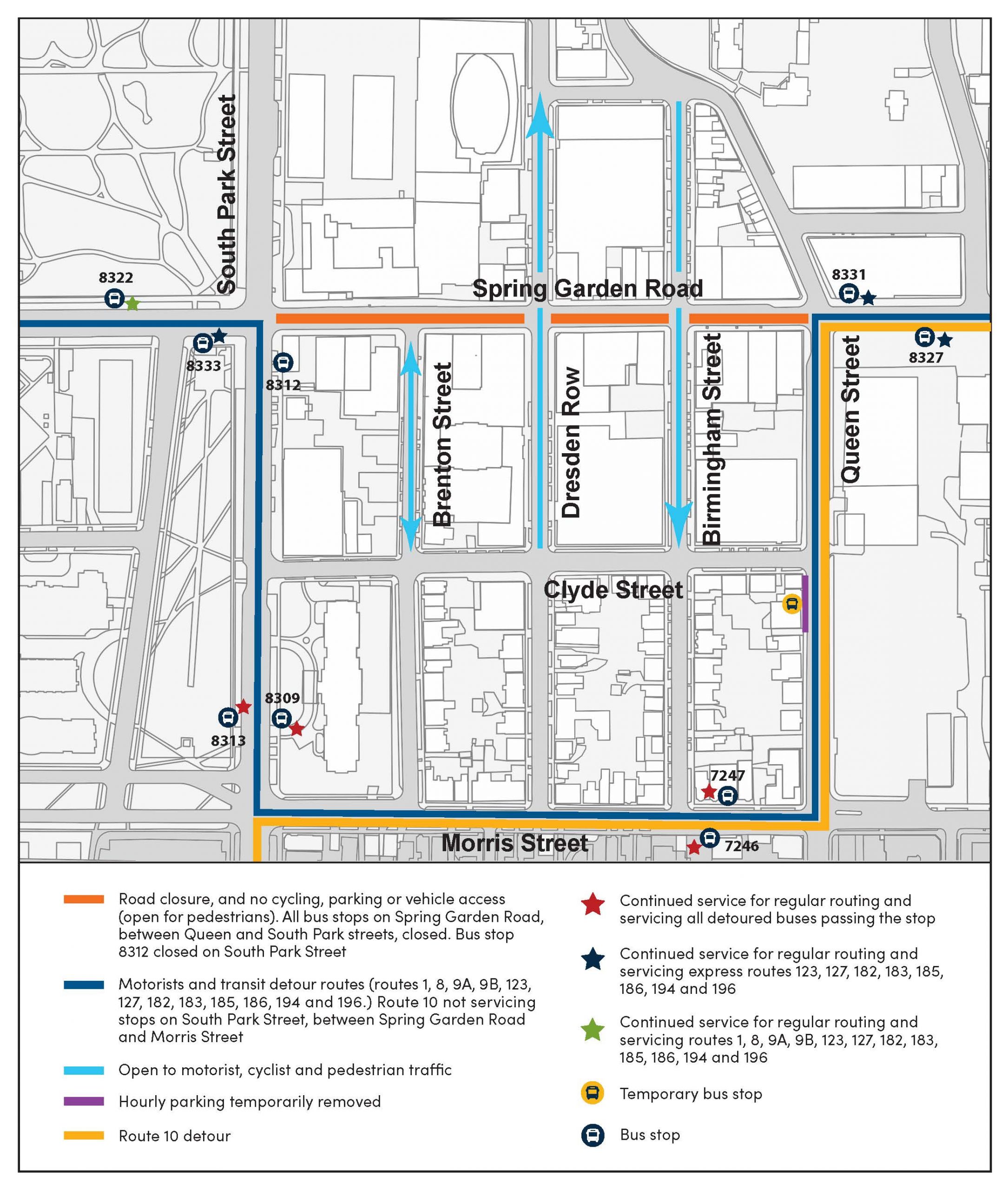 (Update) The Halifax Regional Municipality is advising residents that Spring Garden Road, between Queen and South Park streets, will be closed to  motorvehicles and cyclists
