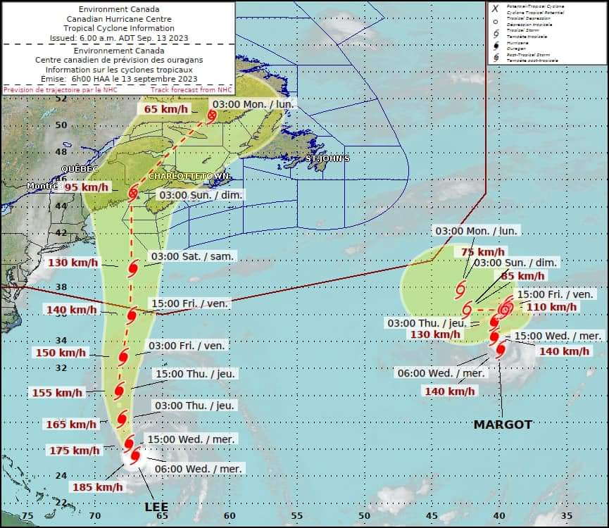 Lee will enter the Canadian Hurricane Centre (CHC) response zone Friday as a hurricane