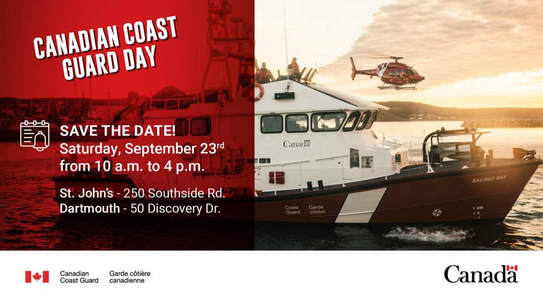 Canadian Coast Guard Day open houses are taking place in St. John’s and Dartmouth on Saturday, September 23!