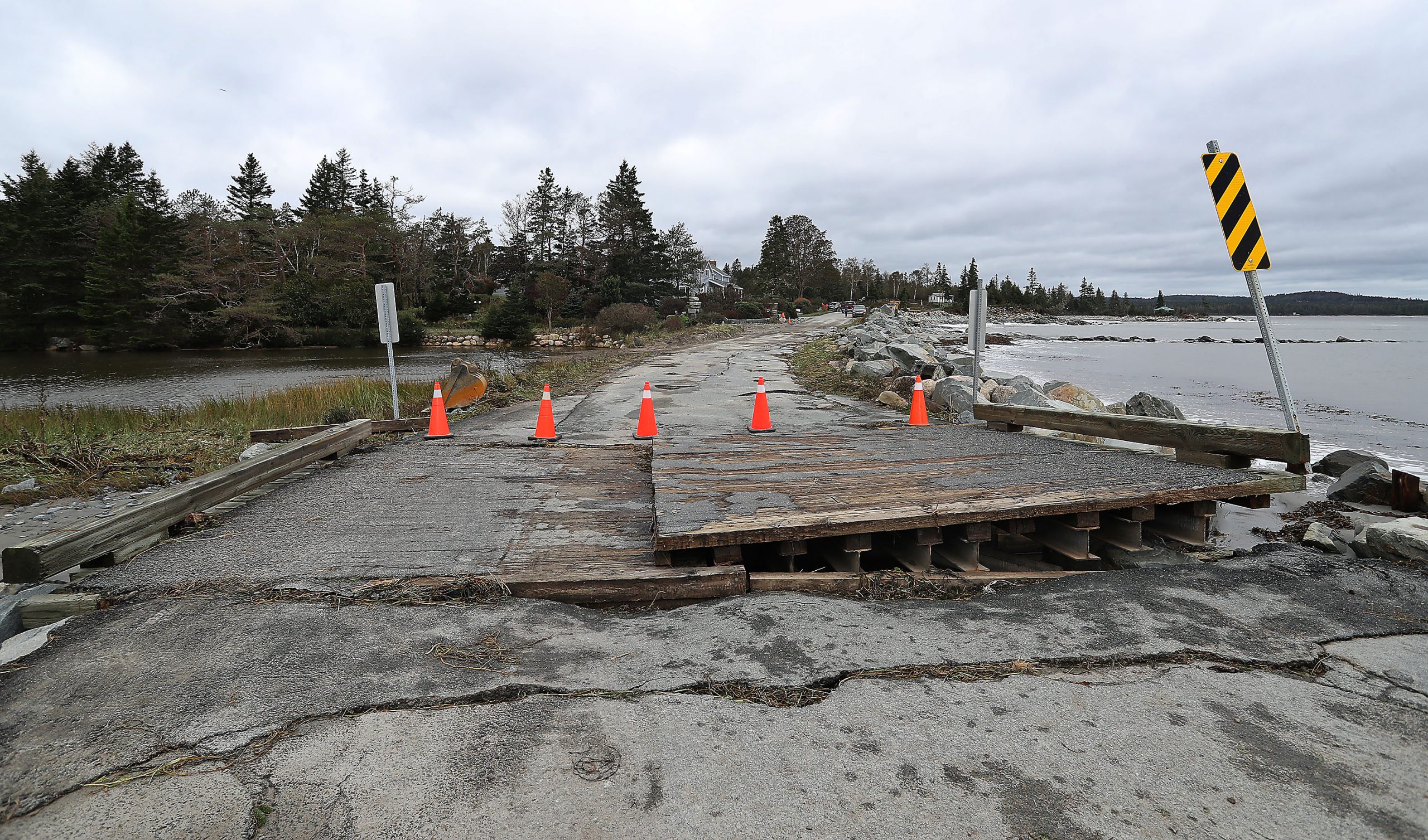 Photos of post-tropical storm Lee damage to Green Bay Road and Rissers Beach Provincial Park in Lunenburg