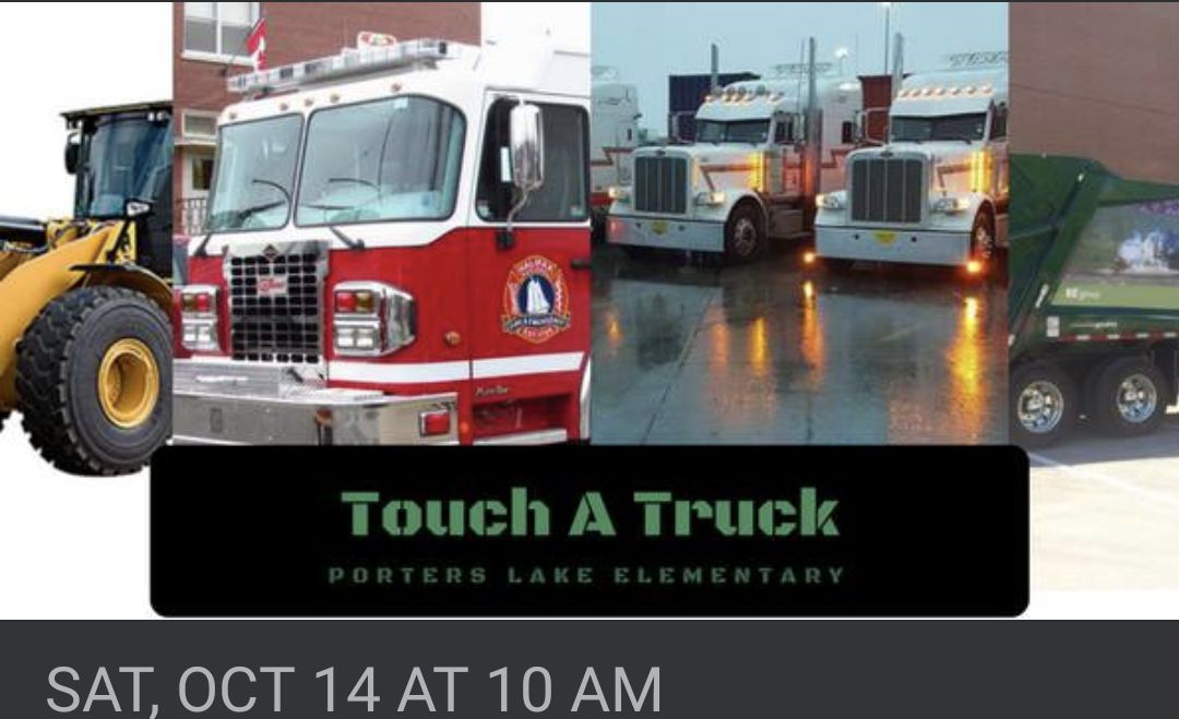 Children (young and old alike) love trucks!  Touch a Truck is coming to Porters Lake