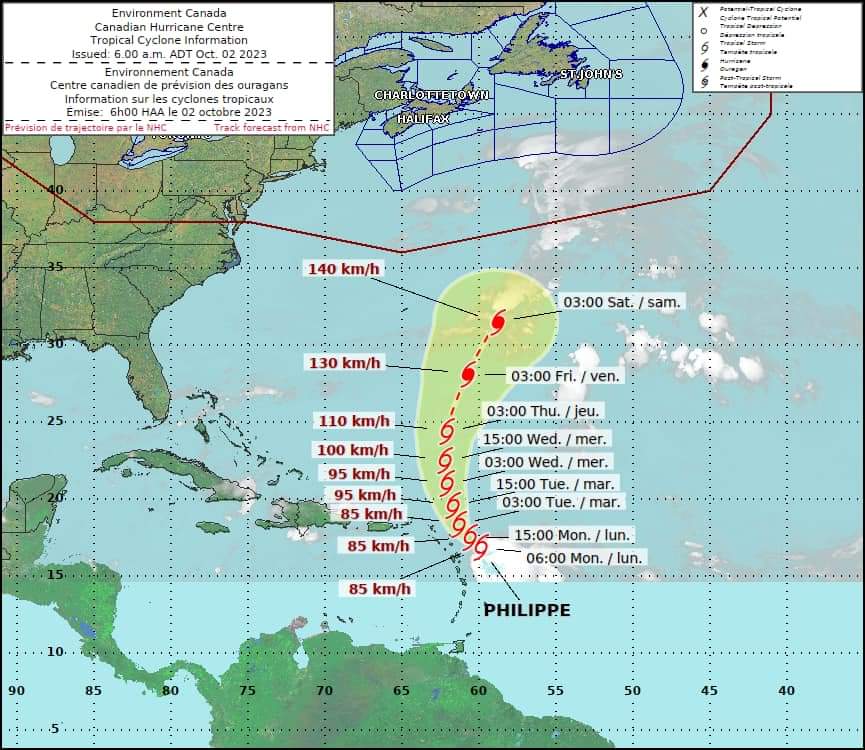 Tropical Storm Philippe forecast to reach hurricane strength later this week becoming the 7th Hurricane