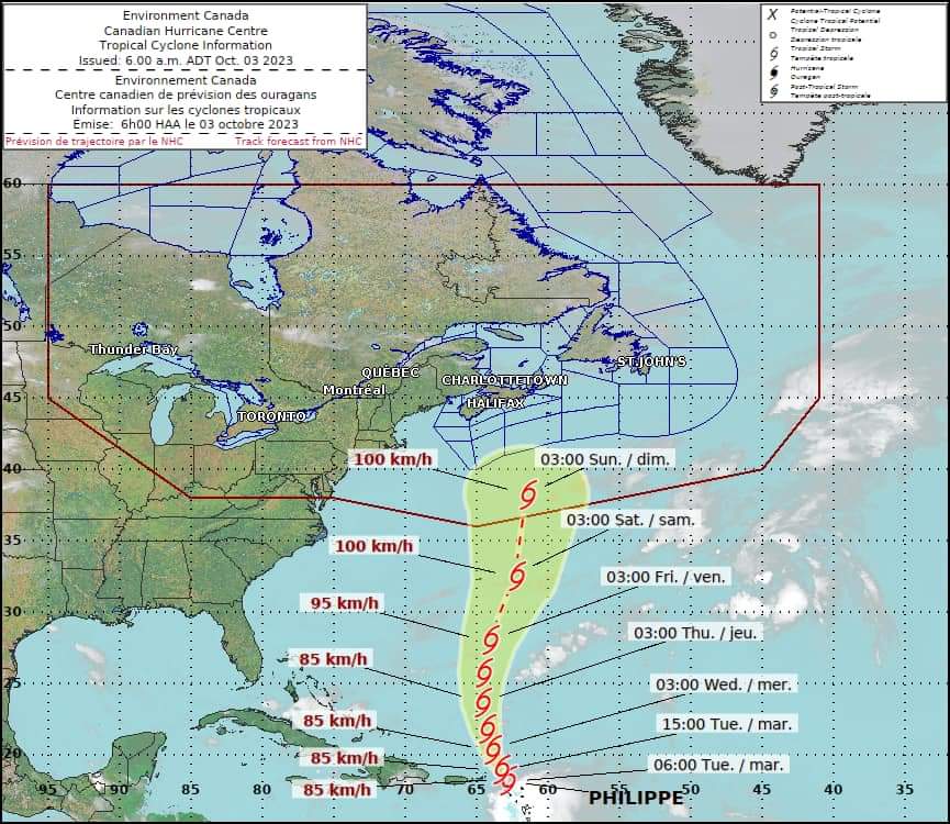 Kings REMO monitoring Tropical Storm Philippe. Models forecast potential impacts to Nova Scotia Sunday