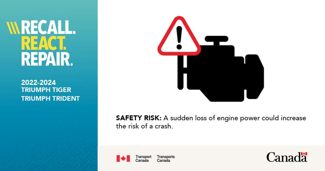 Recall: On some 2022-2024 Triumph motorcycles, a blockage could cause the manifold pressure sensor to provide incorrect information