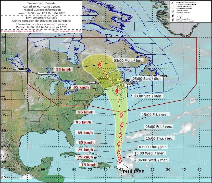 Tropical Storm Philippe remains disorganized as it moves slowly northerly