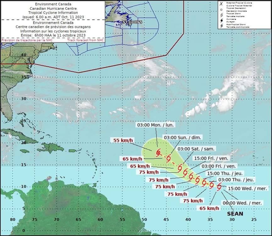 Tropical Storm Sean becomes the 18th named storm of the 2023 Atlantic