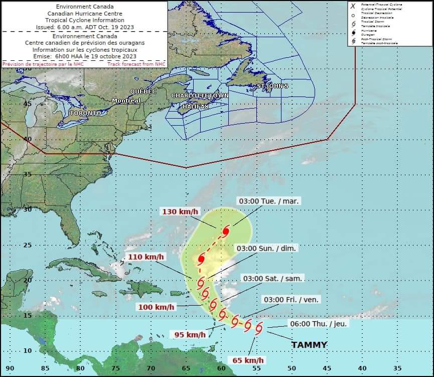 Tropical Storm Tammy forecast to become the 7th Hurricane of the 2023 Atlantic Hurricane Season