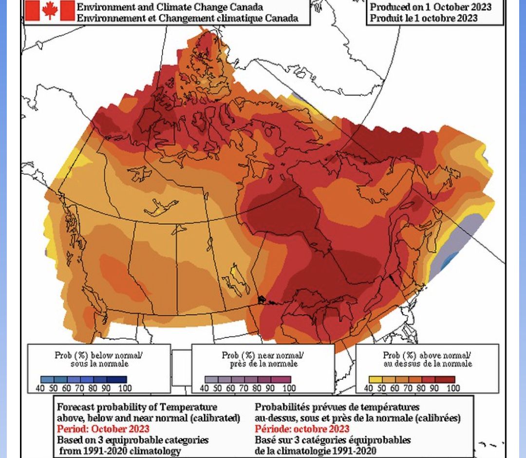 October temperature outlook via Environment Canada 