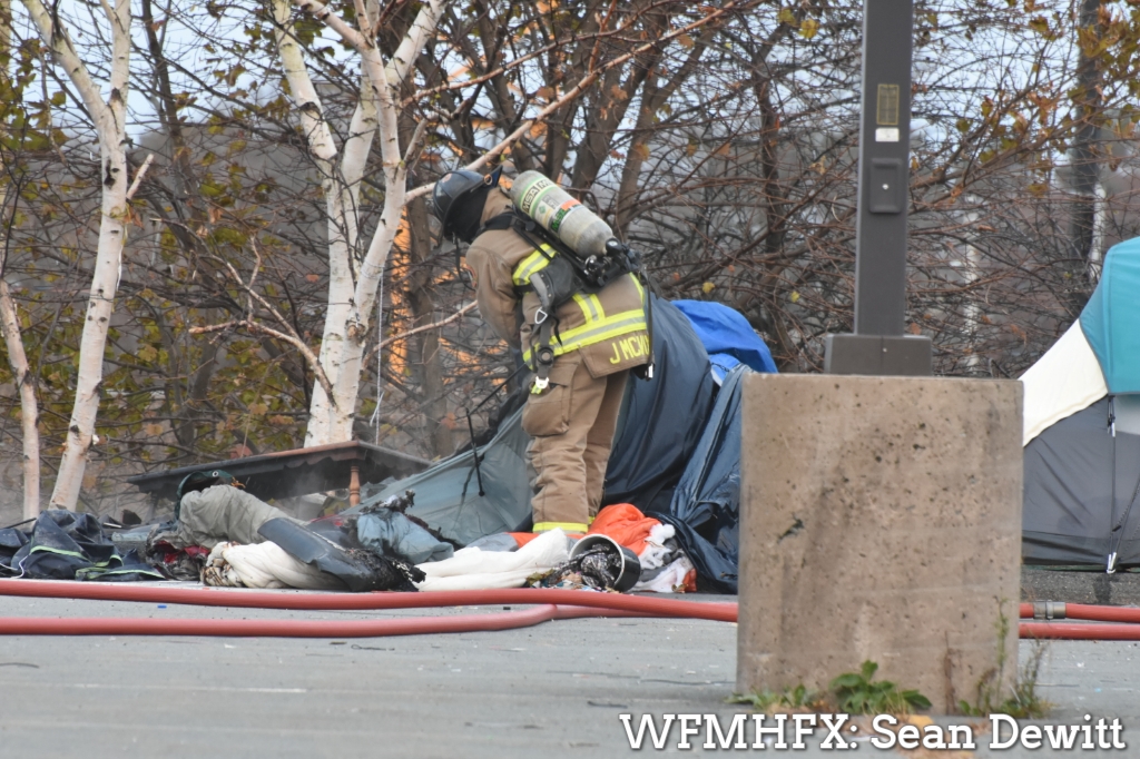 Tent fire on Wyse Rd