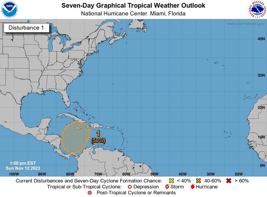 The National Hurricane Center (NHC) is monitoring a broad area of low pressure
