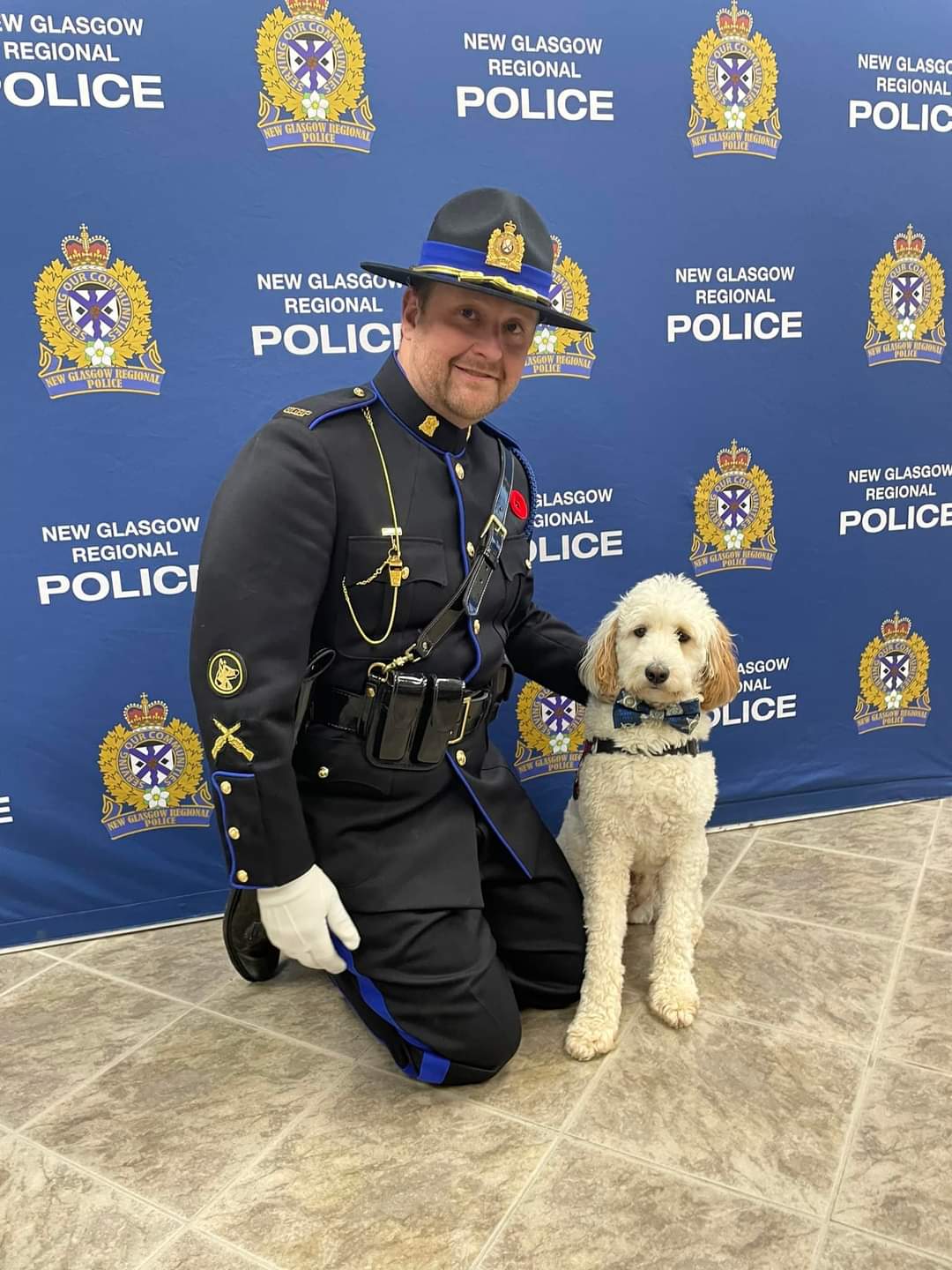 New Glasgow Regional Police recently welcomed a new member. Napoleon, who is a Canine Therapy for First Responders