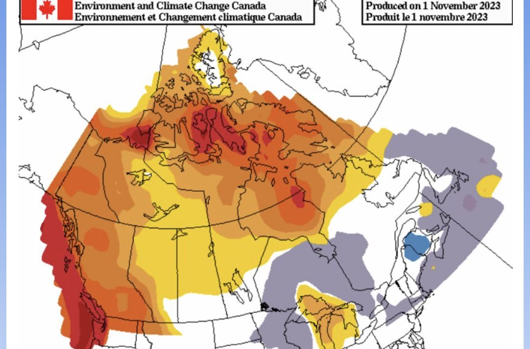 November temperature outlook via Environment Canada 