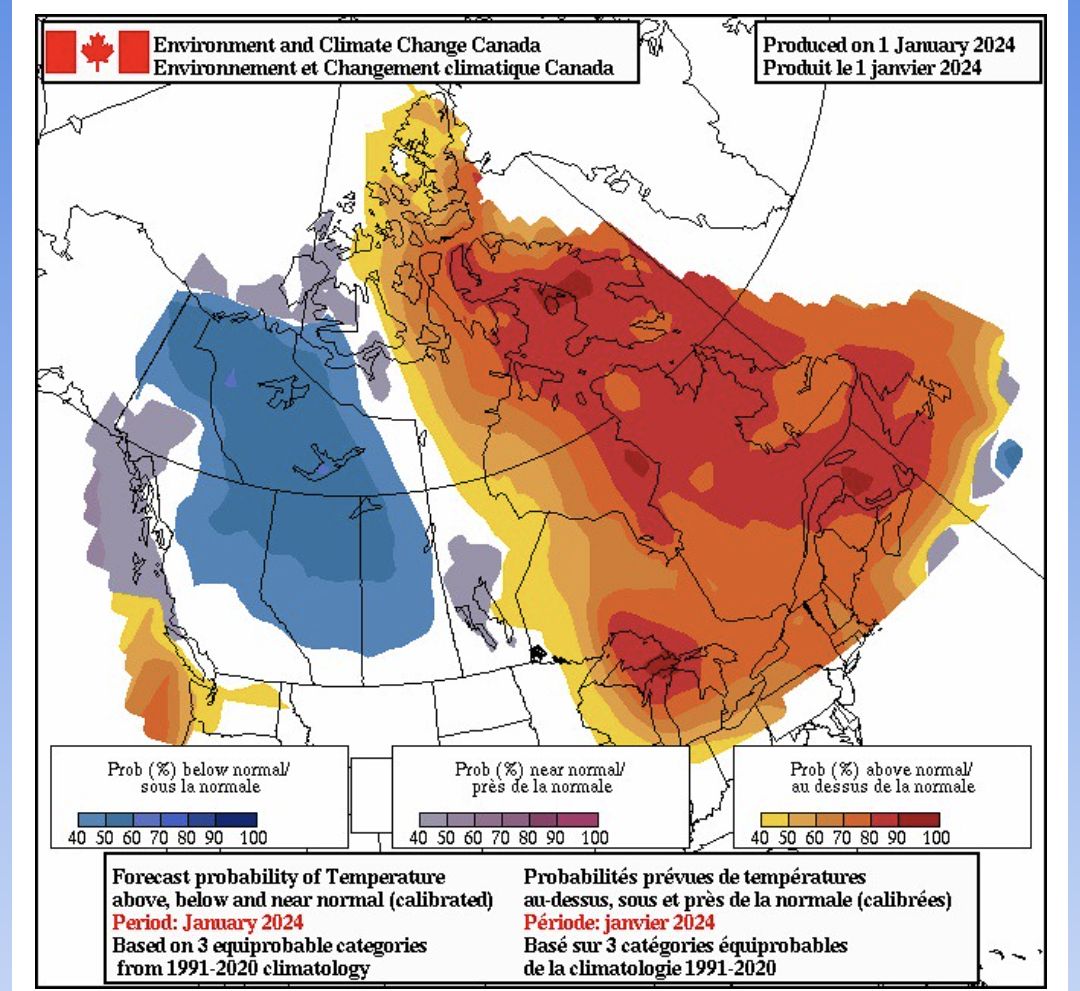 January temperature outlook via Environment Canada 