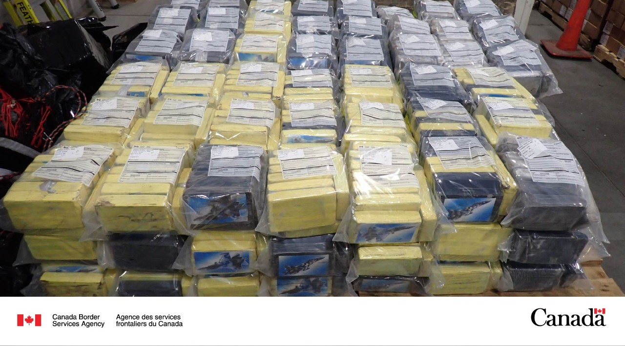 CBSA seized more than 1.5 tonnes of cocaine concealed inside a cargo container in Halifax, Nova Scotia, based on a tip from the United States’ Homeland Security Investigations