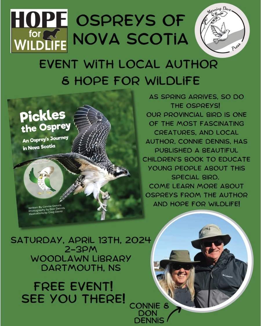 Hope for Wildlife will be joining author Connie Dennis to talk about her book Pickles the Osprey!