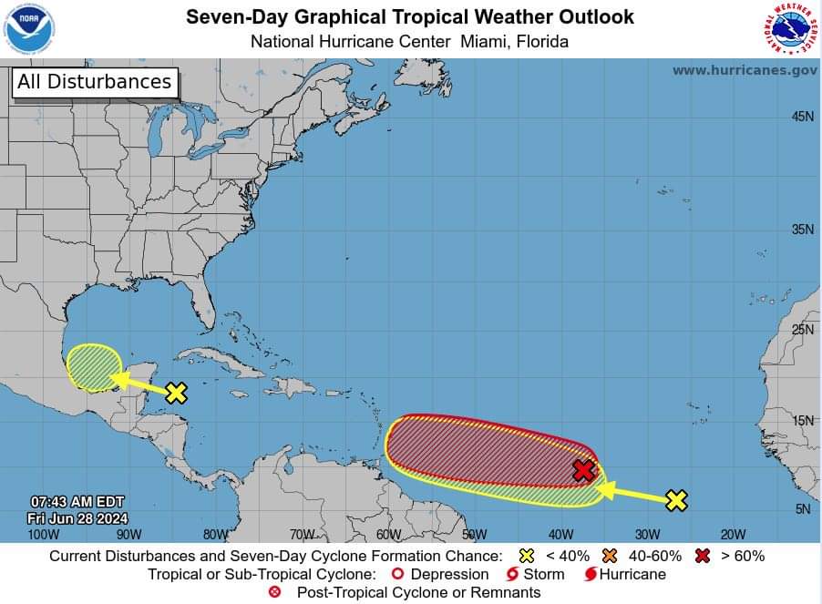 NHC is monitoring three areas of interests this Friday morning