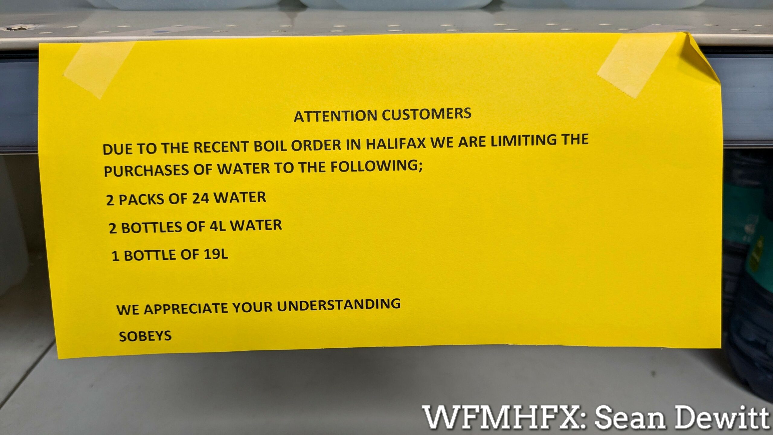 With a widespread boil water order in parts of the HRM, many retailers are selling out of bottled water and / or already facing some supply issues