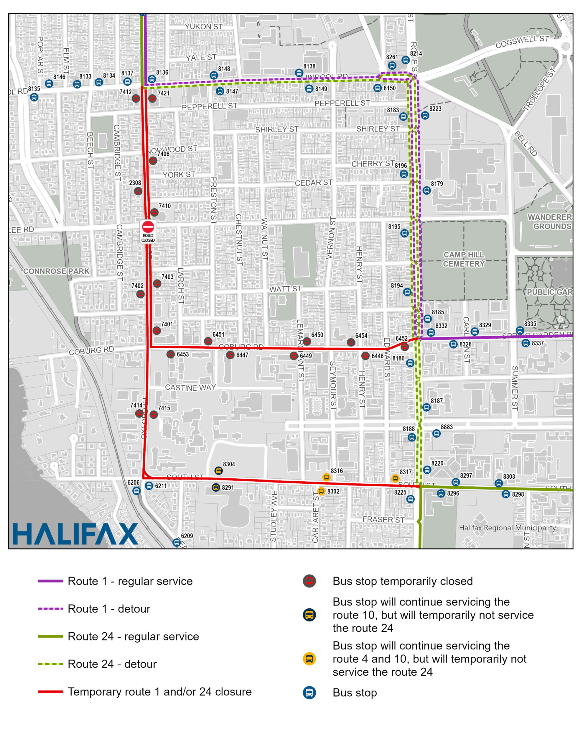 Upcoming traffic disruptions and Halifax Transit impacts related to construction at the intersection of Oxford Street and Jubilee Road