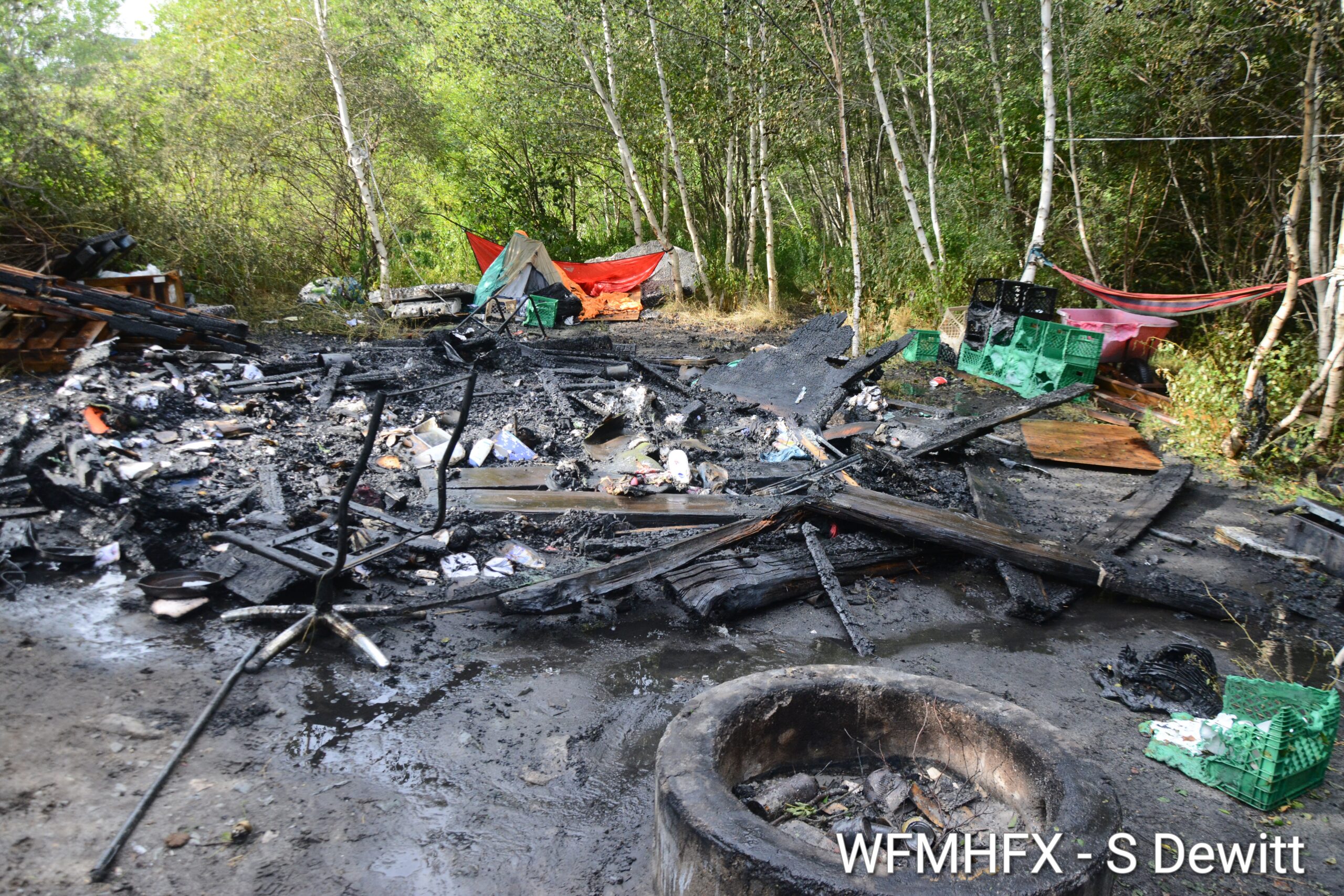 Homeless camp fire in Dartmouth