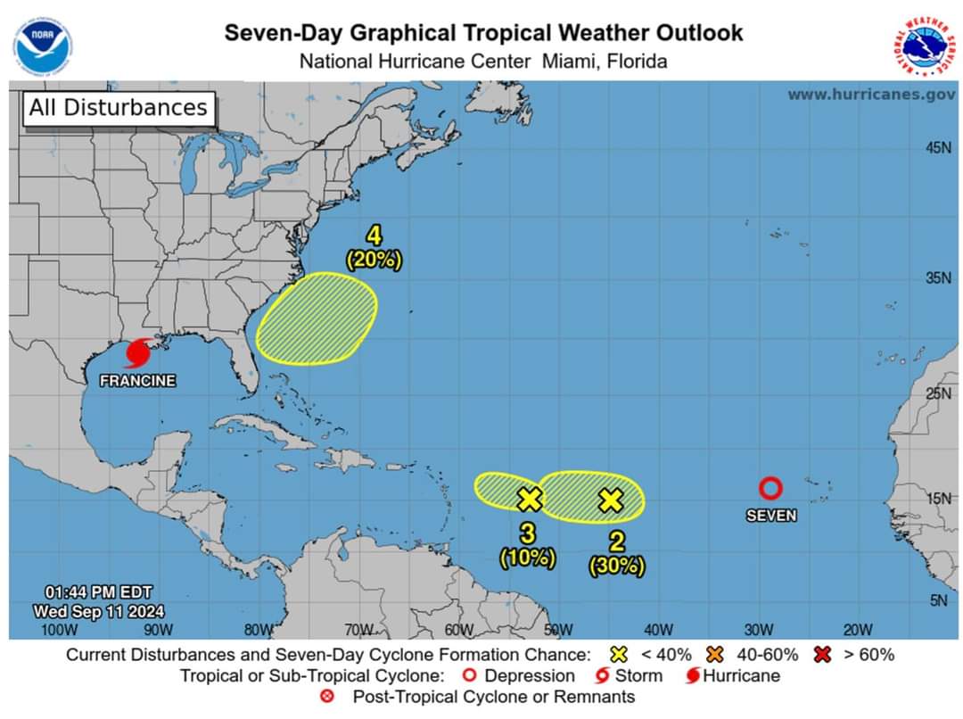 Tropical Depression Seven forecast to become the 7th named storm (‘Gordon’) of the 2024 Atlantic Hurricane Season