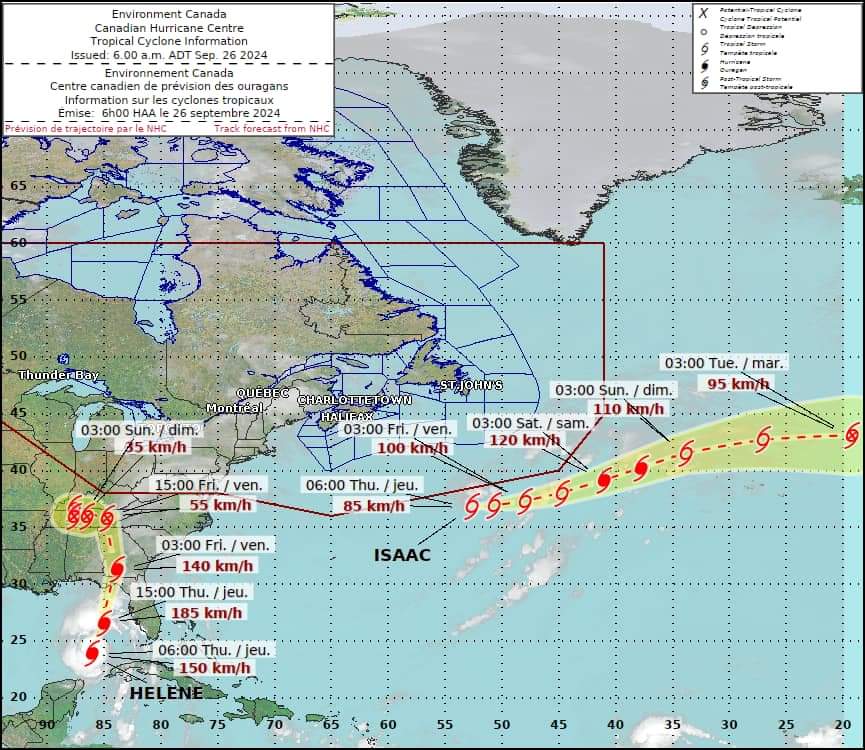 Via REMO Kings Cty  Isaac Becomes the 9th named Storm, and is forecast to become the 6th Hurricane of the 2024 Atlantic Hurricane Season