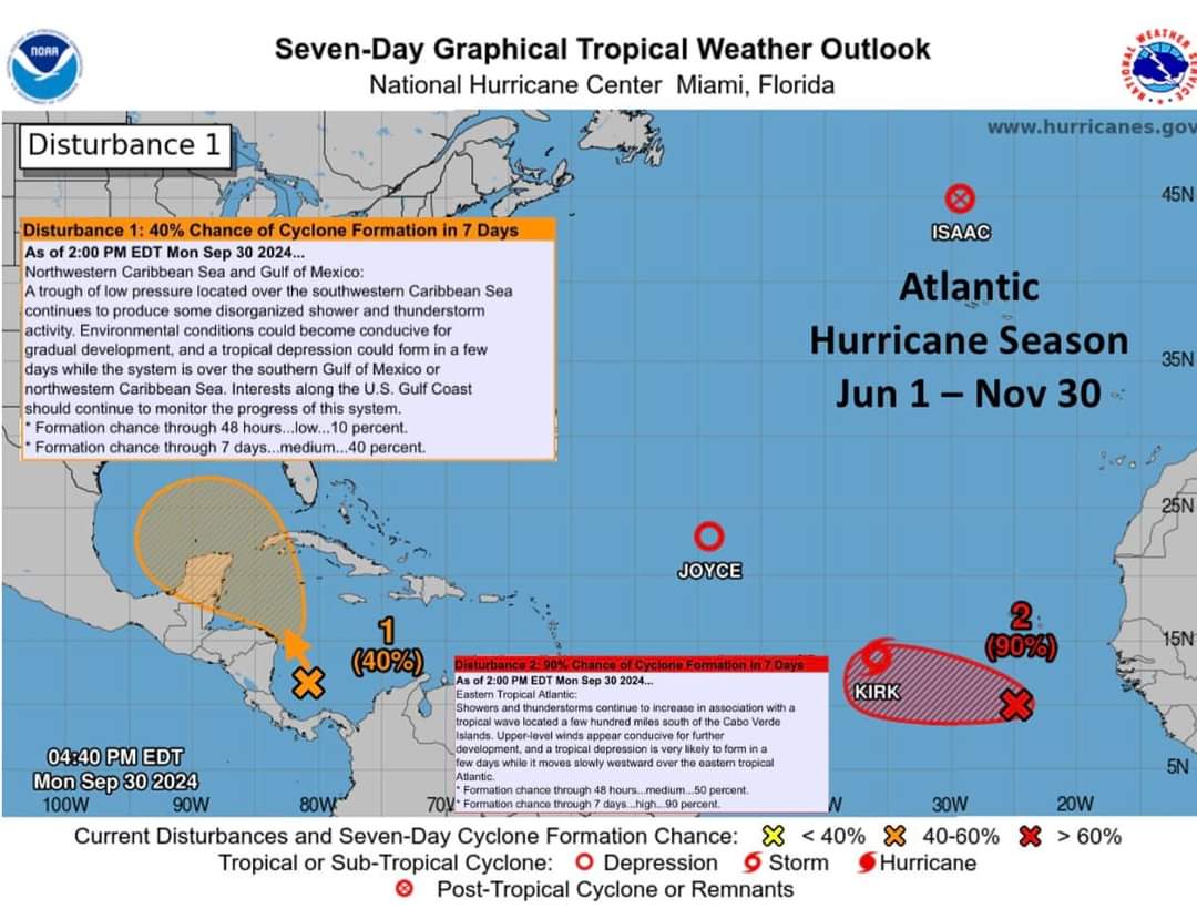 Kirk forecast to become a very large Major Hurricane over the Central Tropical Atlantic Ocean in a few days