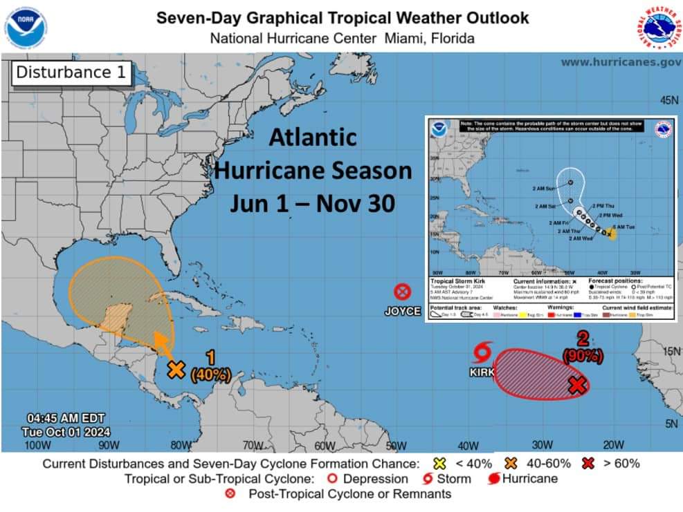 Kirk forecast to become a very large Major Hurricane over the Central Tropical Atlantic Ocean in a few days