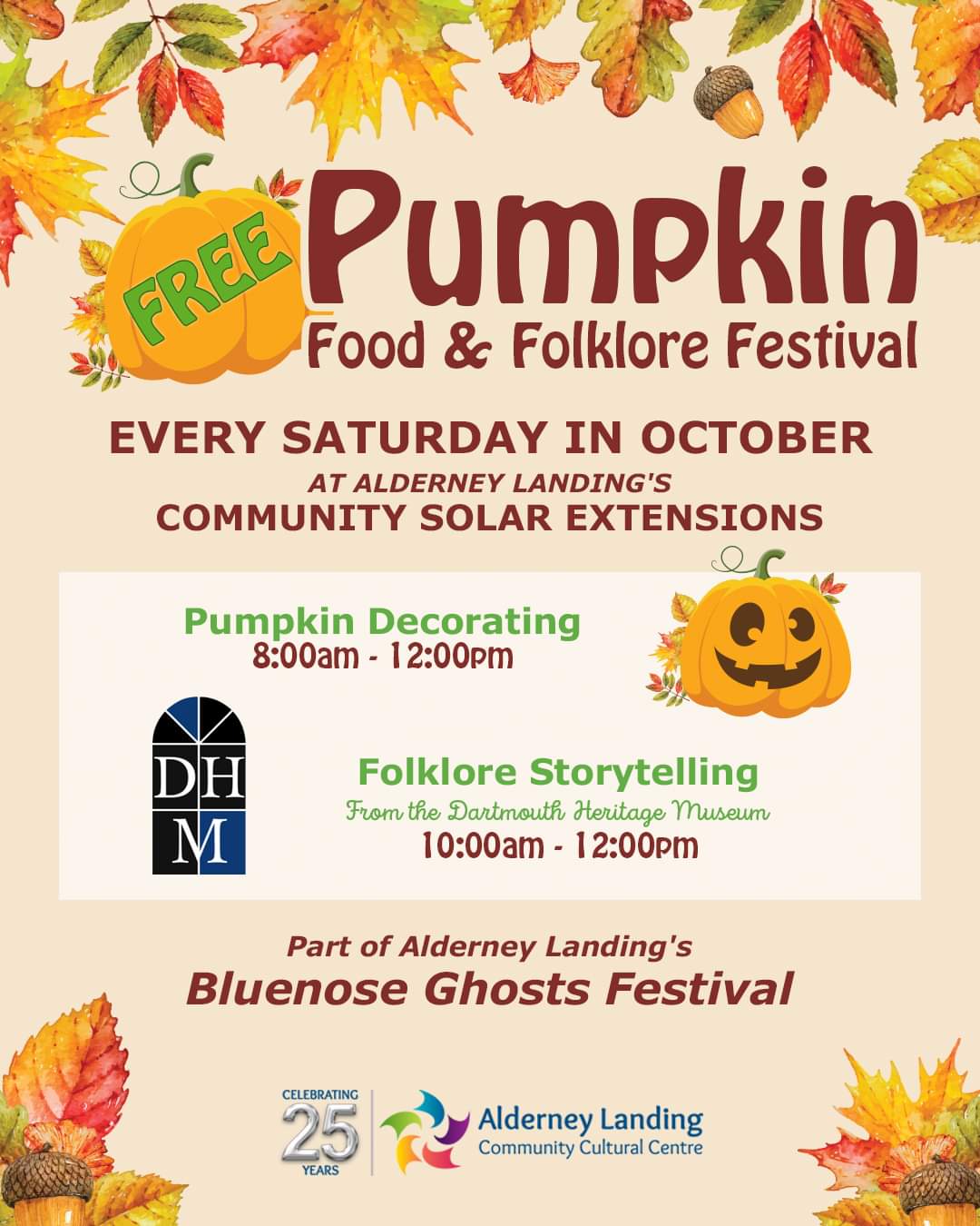 Alderney Landing Farmers Market FREE Pumpkin Decorating and Folklore Storytelling