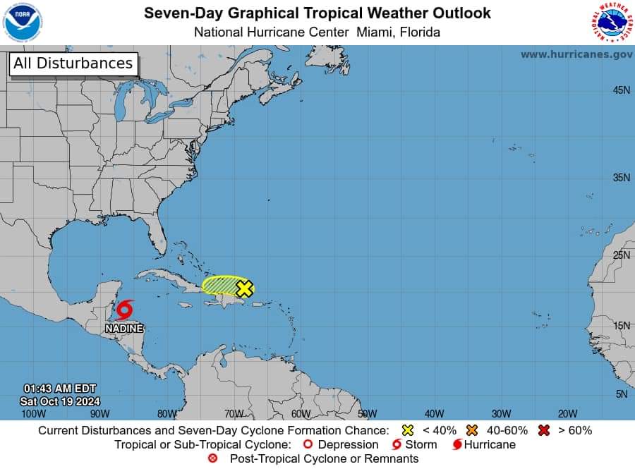 Tropical Storm Nadine becomes the 14th named storm of the 2024 Atlantic Hurricane Season